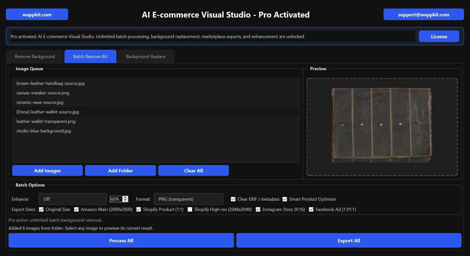 AI E-commerce Visual Studio: Batch remove backgrounds from selected files or a folder